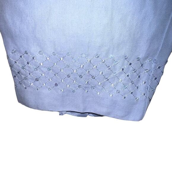 Sigrid Olsen ladies 6 linen viscose embroidered sequin hem office dress pants - Picture 5 of 12